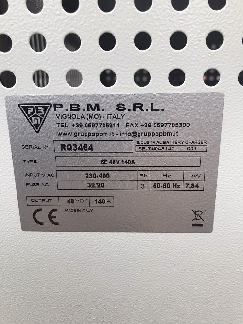 Máy sạc ắc quy hiệu SE Wa 3 pha 48V 140A mã 118-001sử dụng cho xe nâng, hàng mới 100%.