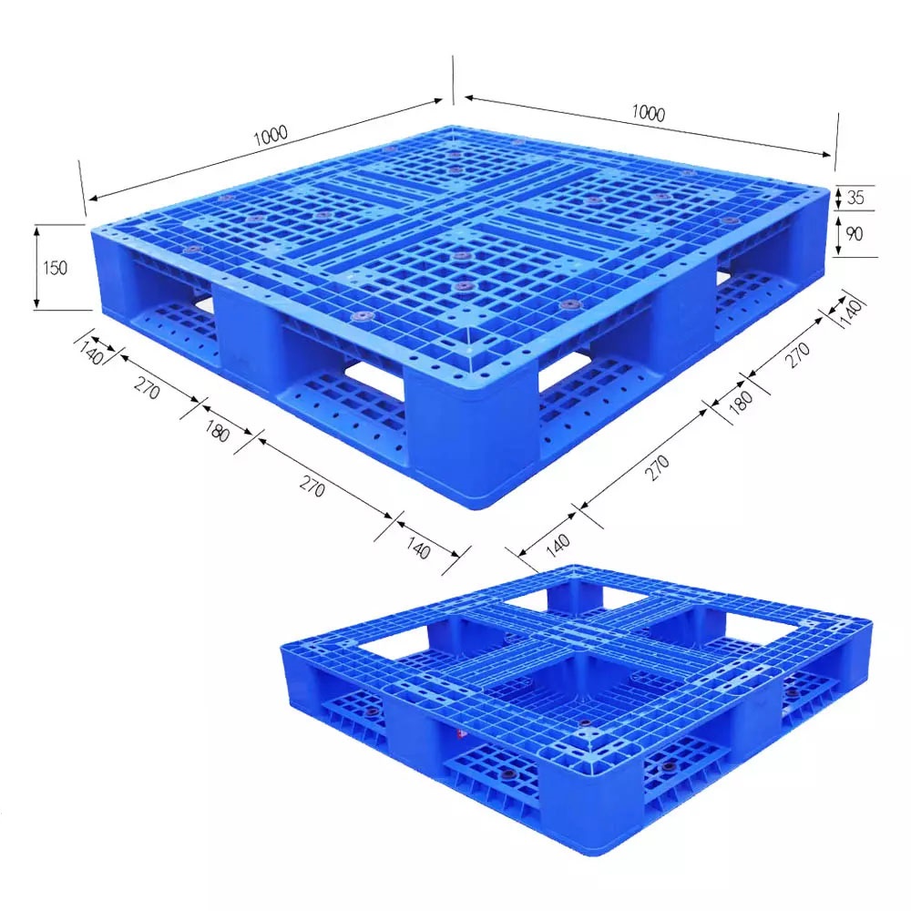 Pallet nhựa 1000x1000 phù hợp cho xe nâng tay càng hẹp 520-550