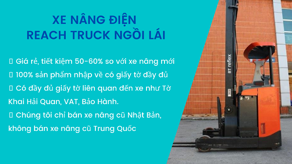 Xe nâng điện reach truck ngồi lái giá siêu rẻ tại TFV