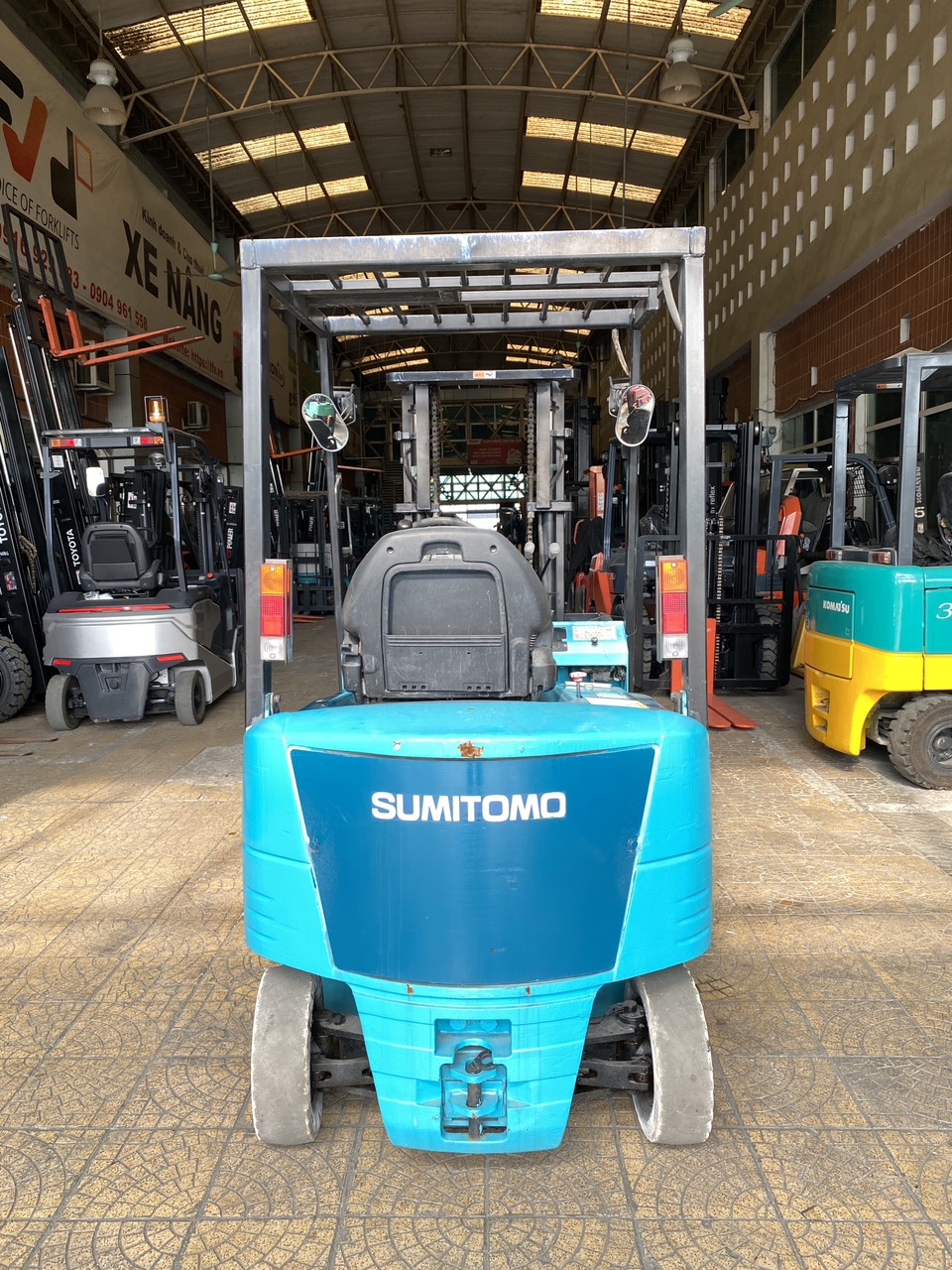 Xe nâng điện cũ 1.5 tấn Sumitomo 41-FB15PE, nâng cao 3000 mm. Sx 2008.