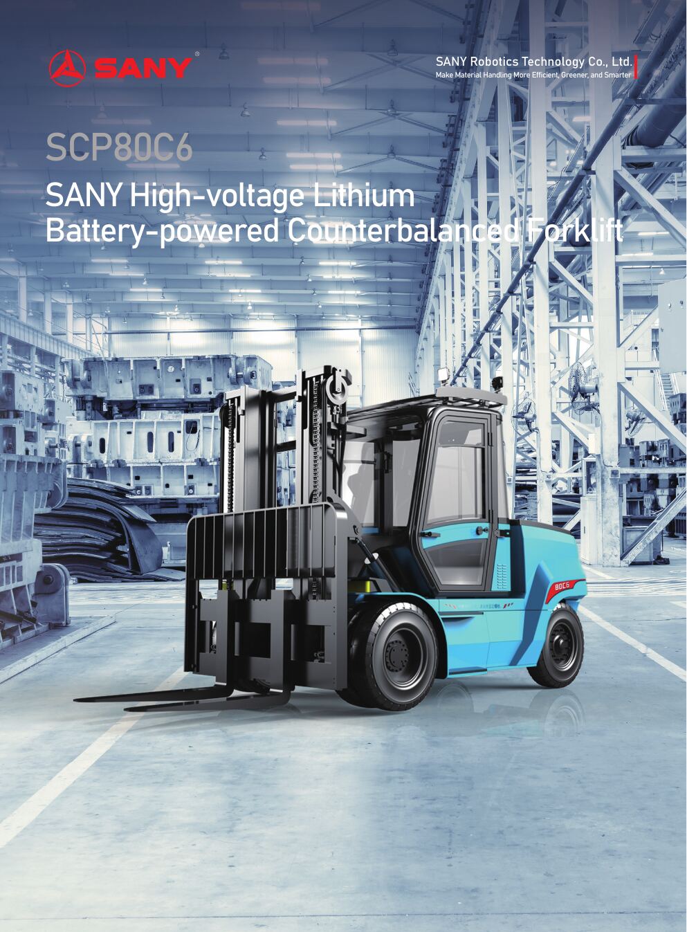 Brochure xe nâng điện SANY SCP80C6 trong nhà máy