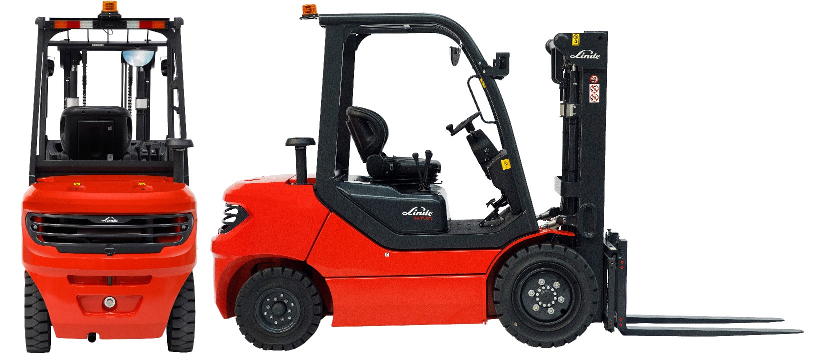 Xe nâng dầu Linde HT35DB-01 góc nhìn trước và bên hông