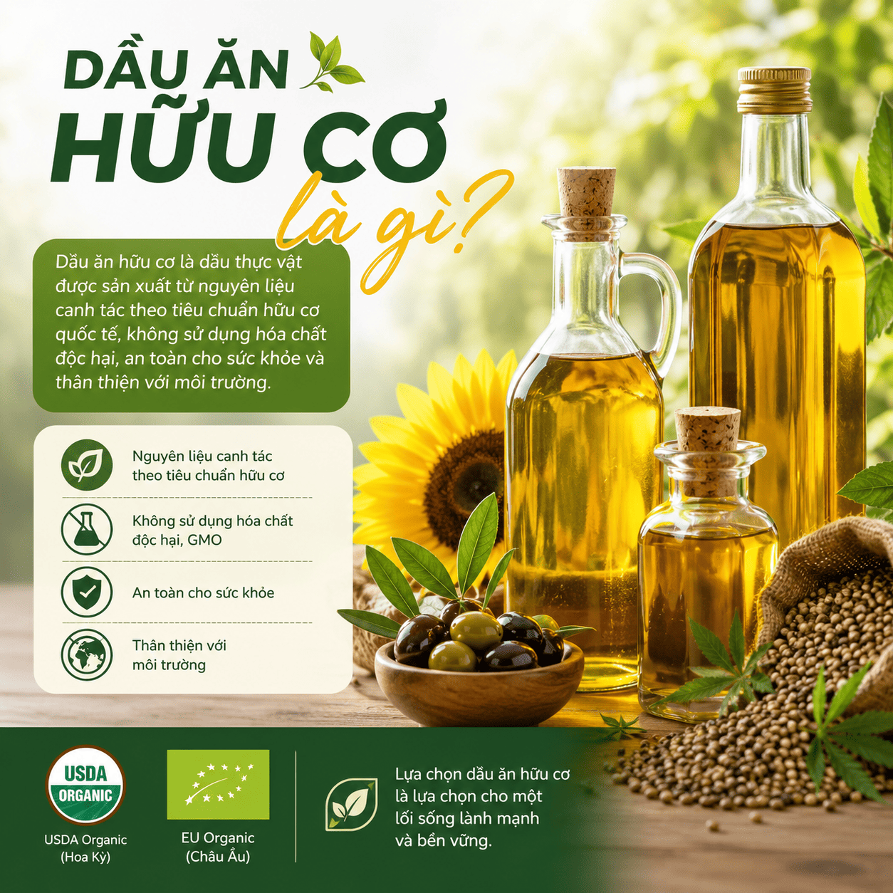 Dầu ăn hữu cơ - Vì một lối sống khỏe mạnh cho người Việt