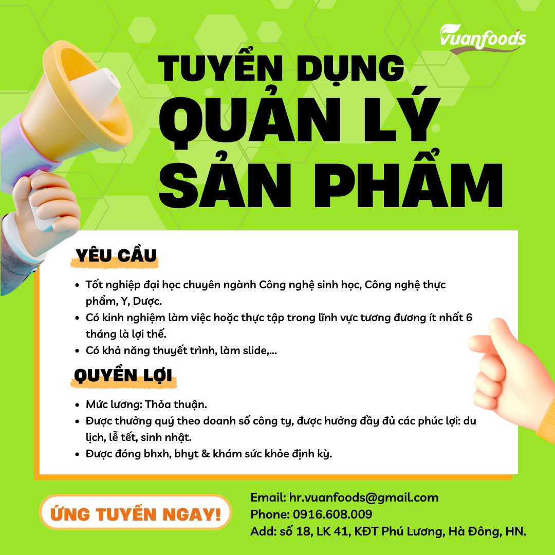 [TUYỂN DỤNG] NHÂN VIÊN QUẢN LÝ SẢN PHẨM