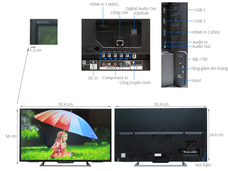 Internet Tivi Led SONY KDL40R550C 40 Inch
