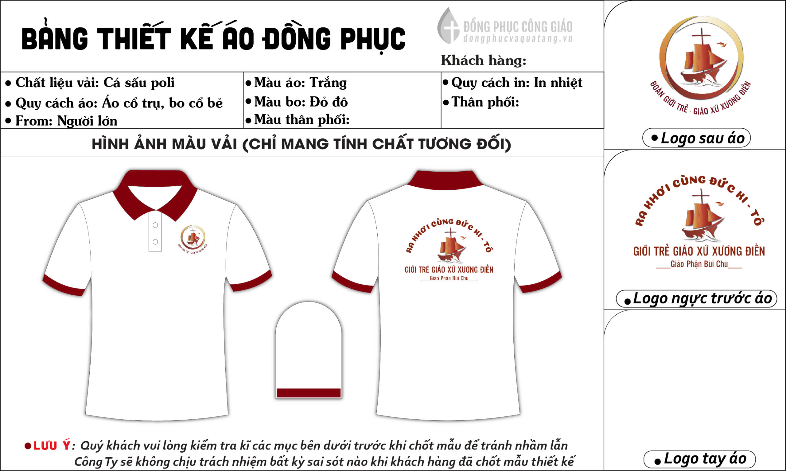 Áo thun đồng phục giới trẻ Giáo Xứ Lương Điền