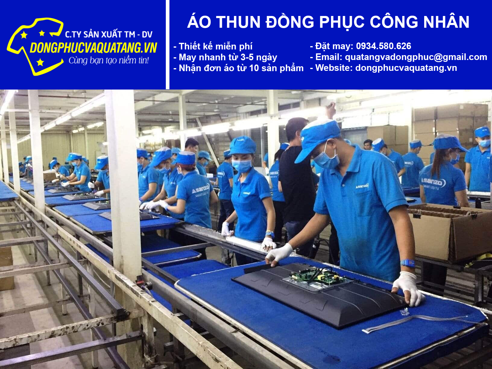 Áo thun đồng phục công nhân tại xưởng may đồng phục và quà tặng