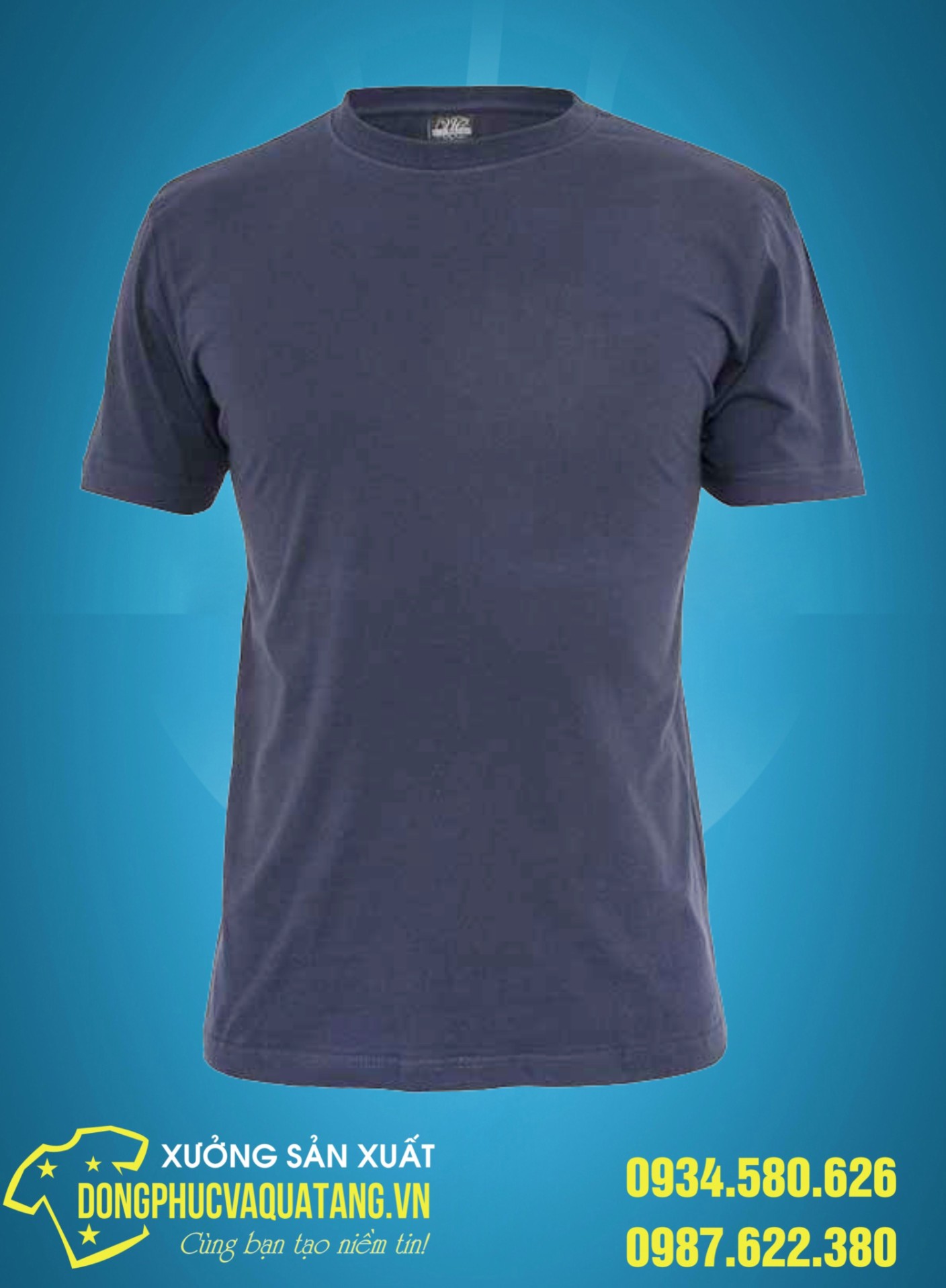 Áo thun trơn màu xanh tím than