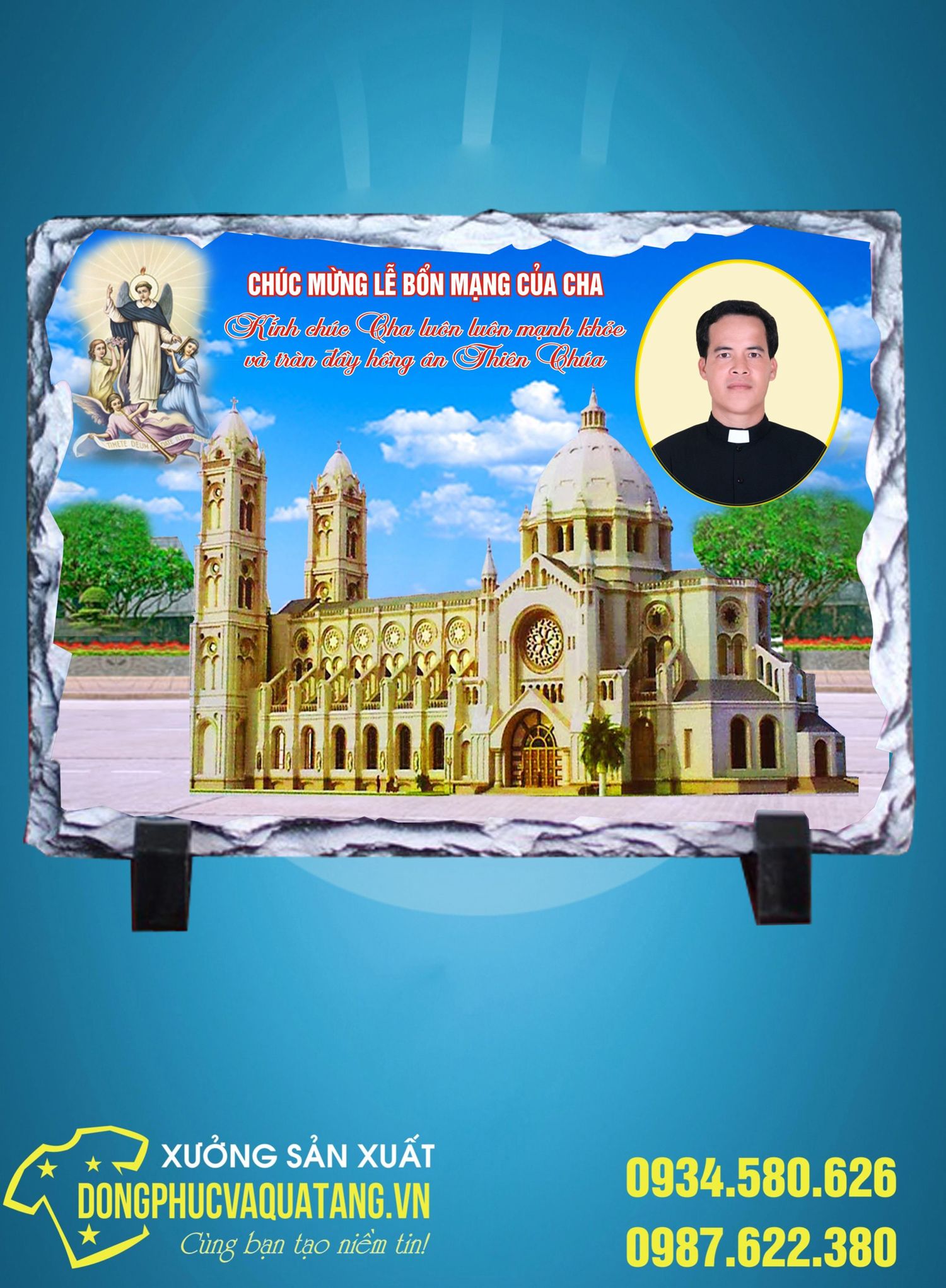 in hình lên đá nhà thờ giáo xứ Thanh Minh