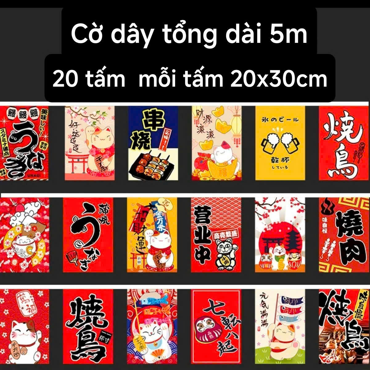 Cờ dây 5m 20 tấm 20x30cm (mã 5m11)