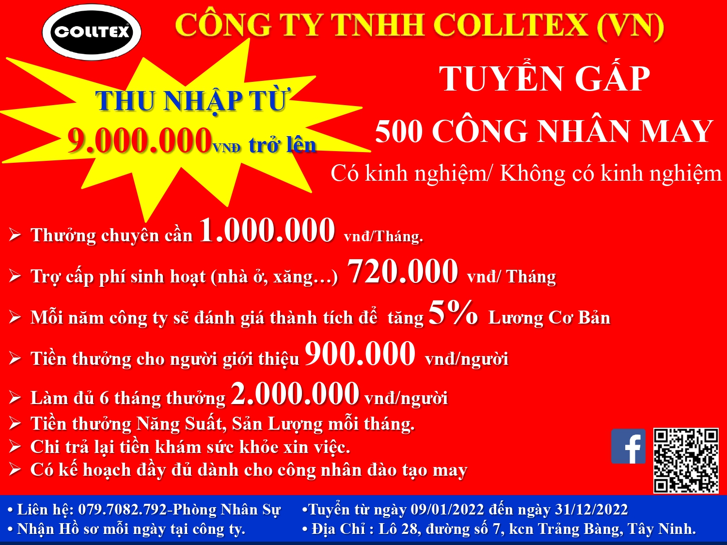 Công ty TNHH Colltex tuyển dụng