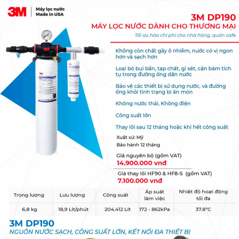 Máy Lọc Nước Uống 3M DP190 Công Suất Lớn Dùng Trong Thương Mại