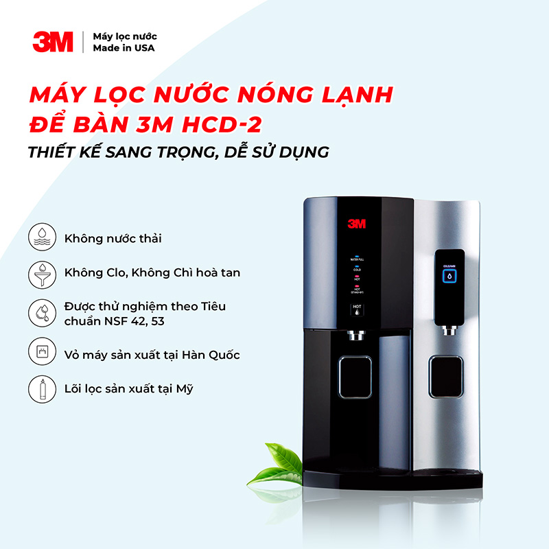 Máy Lọc Nước Uống Nóng Lạnh Để Bàn 3M HCD-2 Cao Cấp