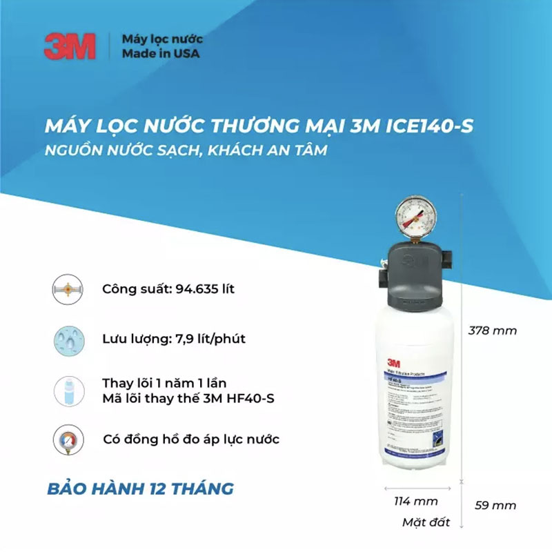 Máy Lọc Nước Uống 3M ICE140-S - Nhà Hàng, Quán Cafe Vừa Và Nhỏ