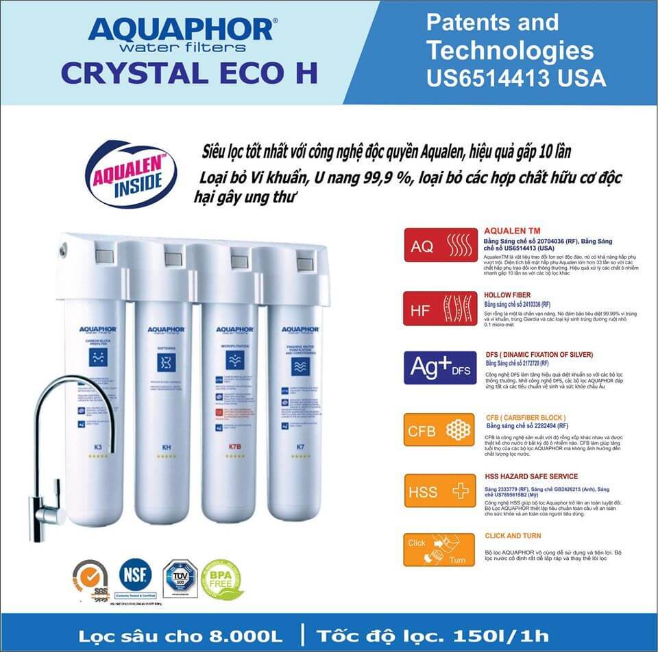 Máy Lọc Nước Uống AQUAPHOR Crystal Eco H