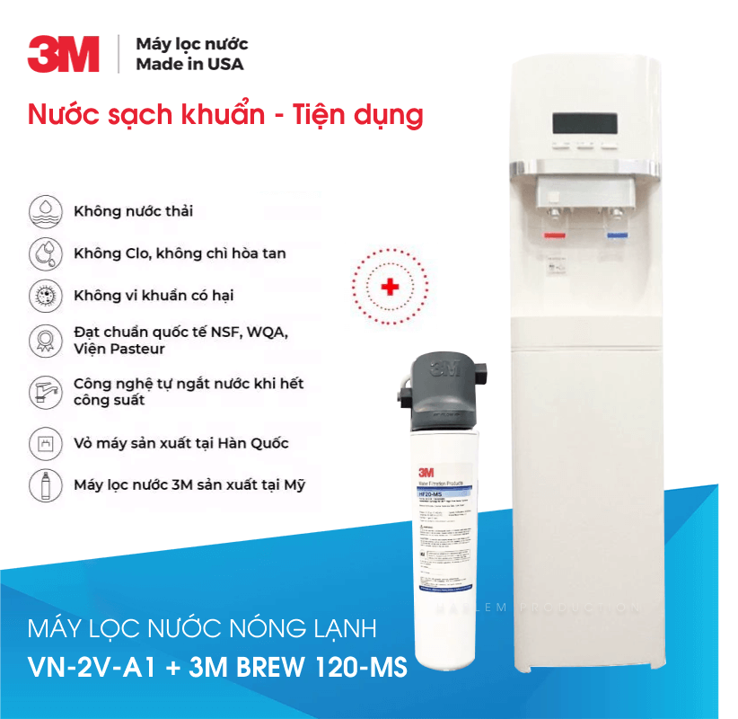 Máy Lọc Nước Uống Nóng Lạnh VN-2V-A1 Sử Dụng 3M BREW 120-MS