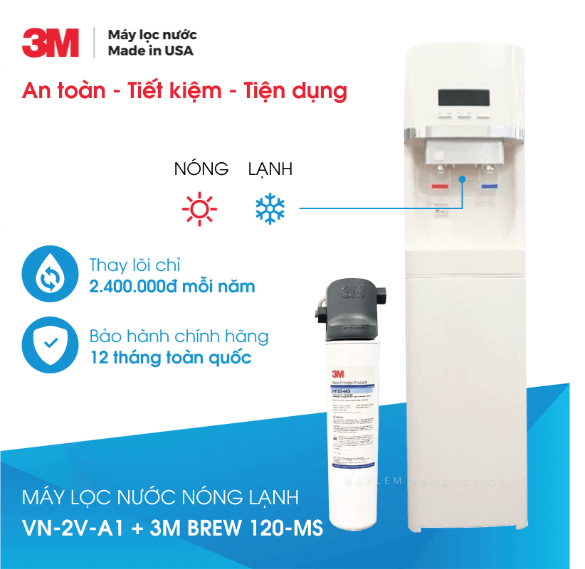Máy Lọc Nước Uống Nóng Lạnh VN-2V-A1 Sử Dụng 3M BREW 120-MS