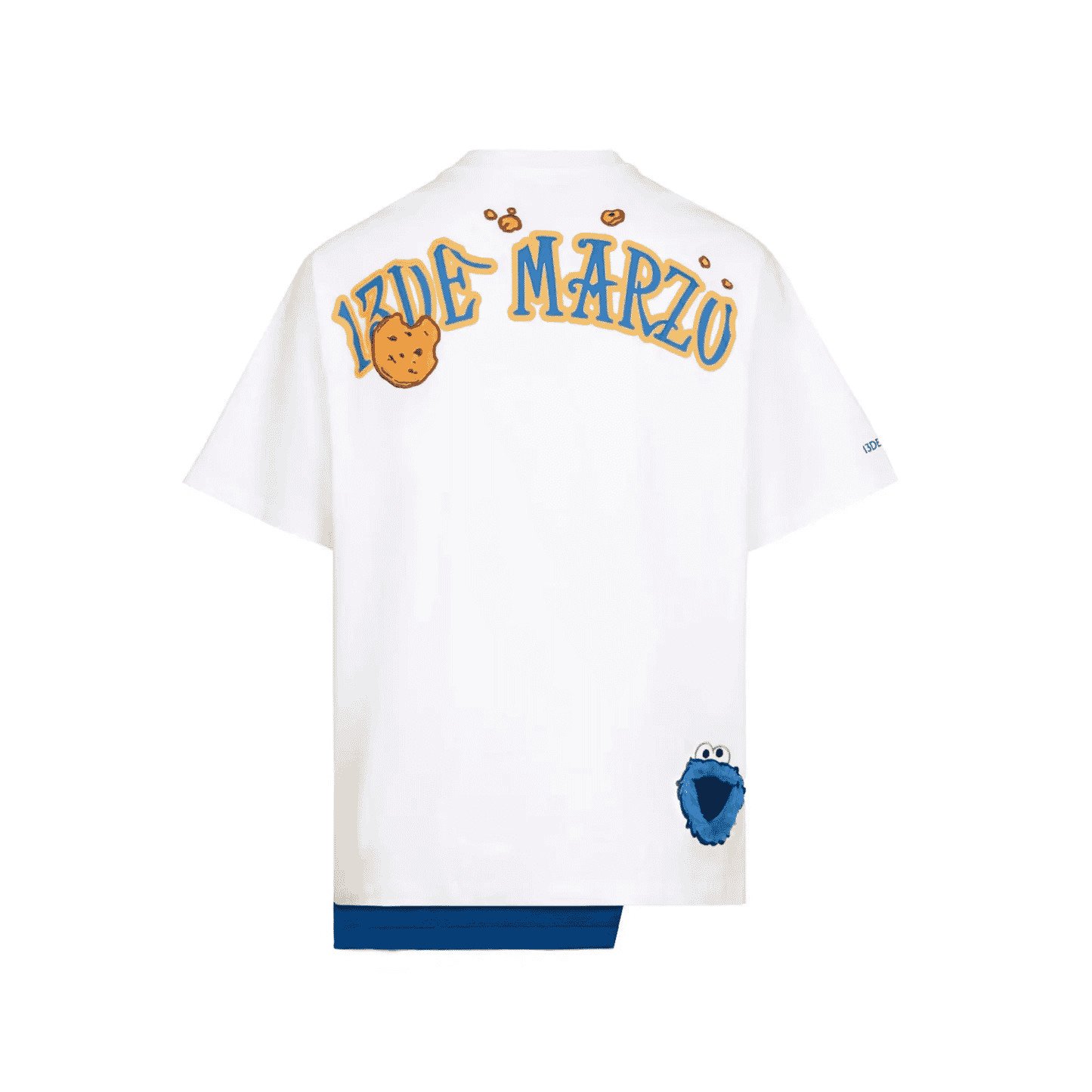 13DE MARZO TEE - 13De Marzo Cookie Monster Bear Half Piece Patched (White) Best Quality