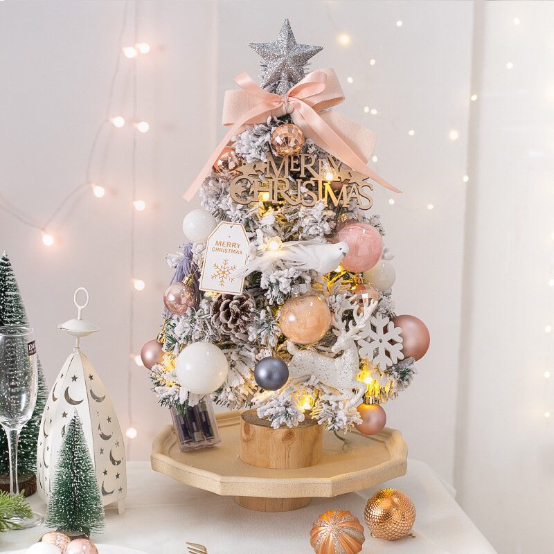 XMAS Cây thông tuyết hồng 45cm 6704