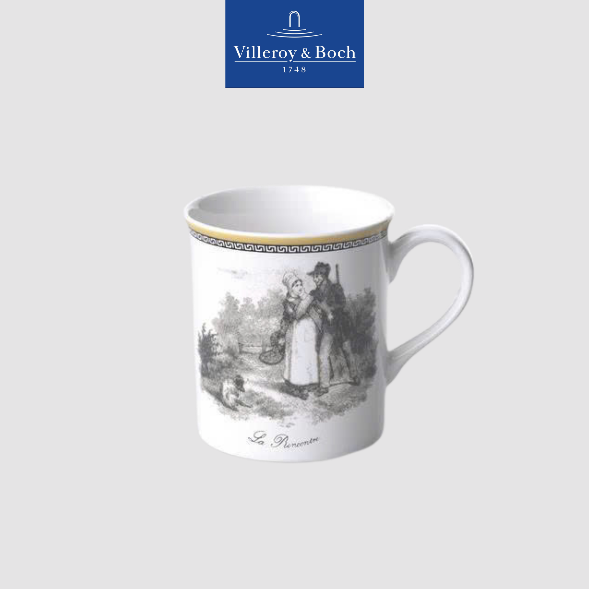 VB Audun Chasse Cốc cao màu trắng viền vàng 300ml  thuộc thương hiệu Villeroy & Boch sản xuất tại Đức 1010709651