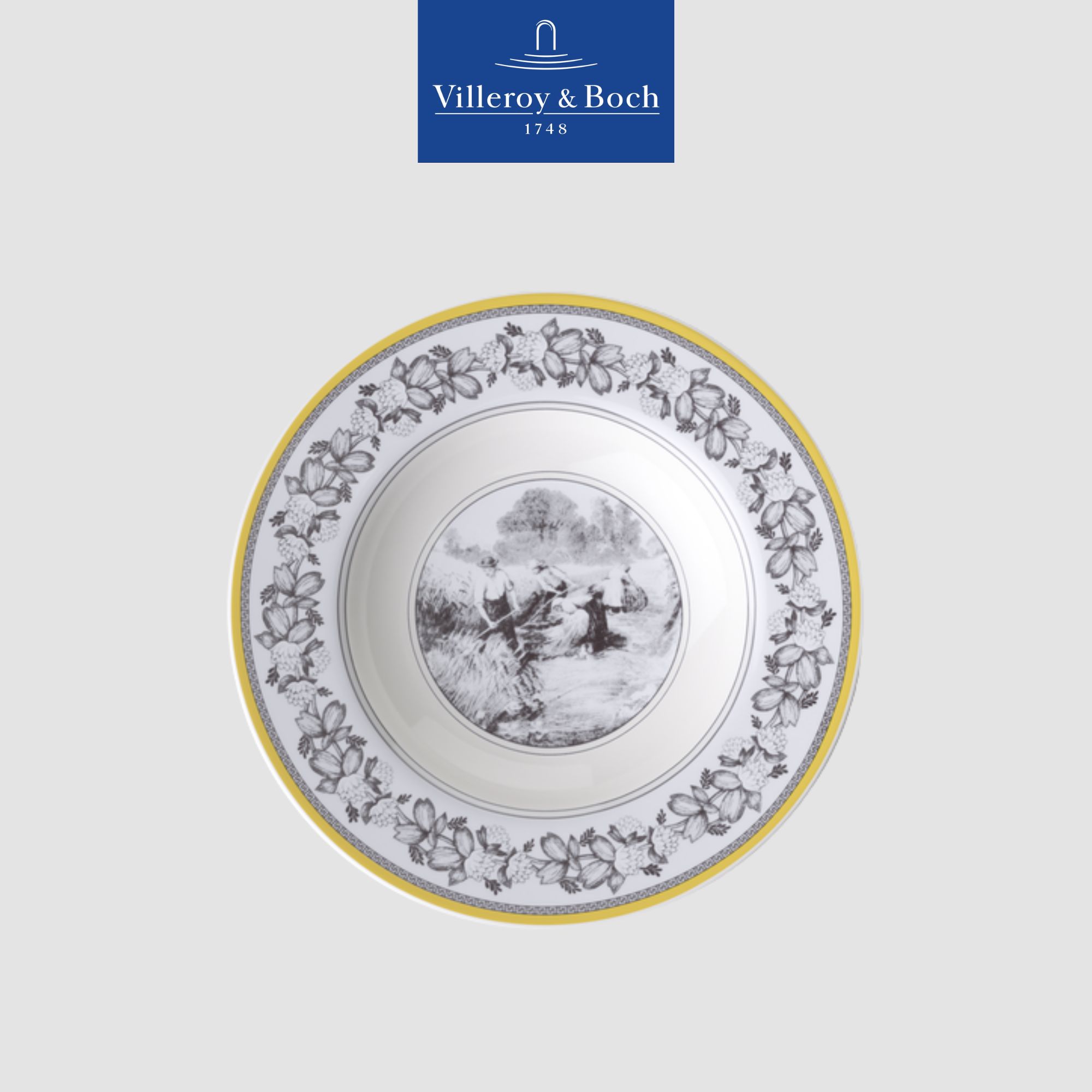 VB Audun Ferme Đĩa sâu 24cm bức tranh làng quê Châu Âu thương hiệu Villeroy & Boch nhập khẩu từ Đức 1010672700