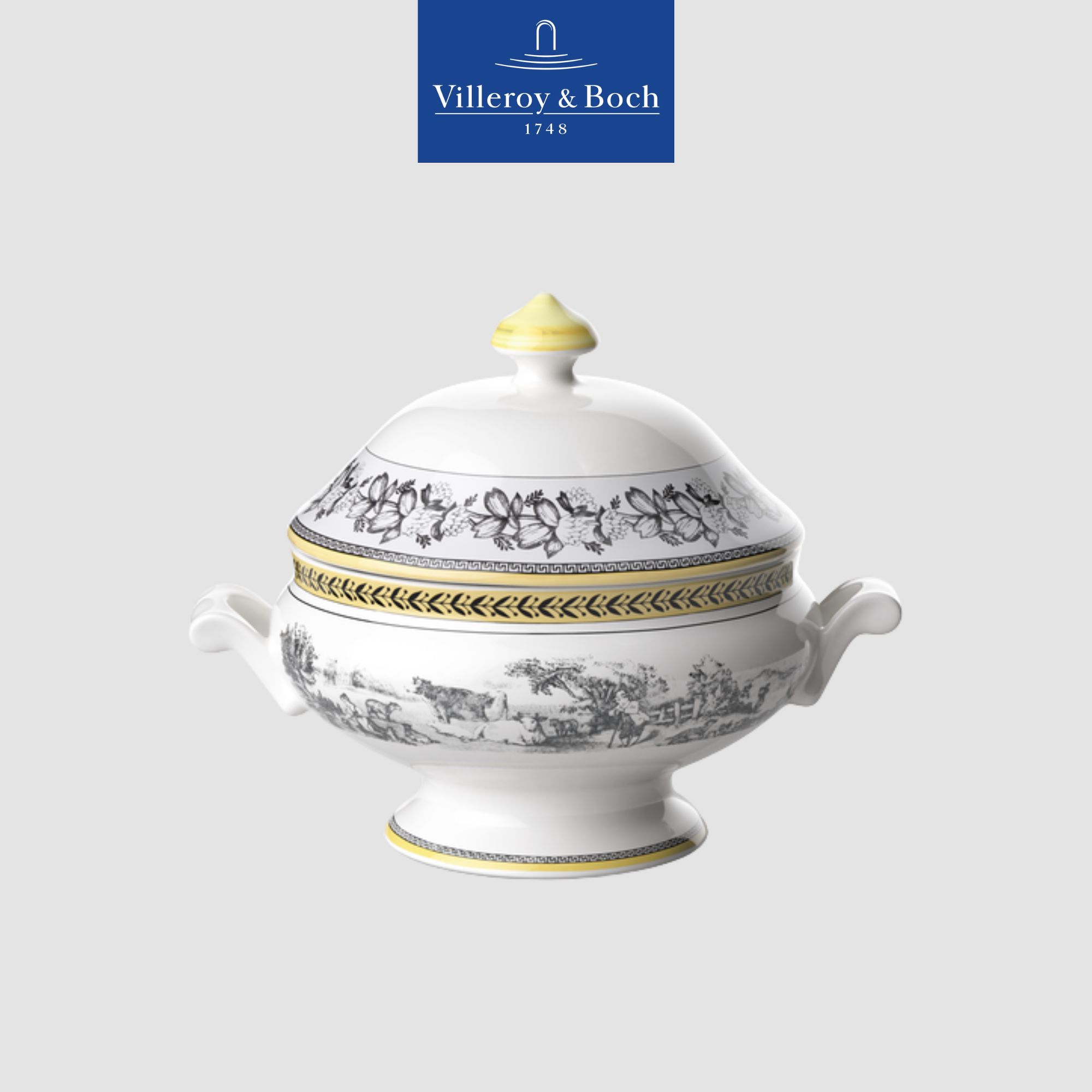 VB Audun Ferme Thố đựng có nắp bức tranh làng quê Châu Âu Villeroy& Boch nhập khẩu từ Đức  1010673070