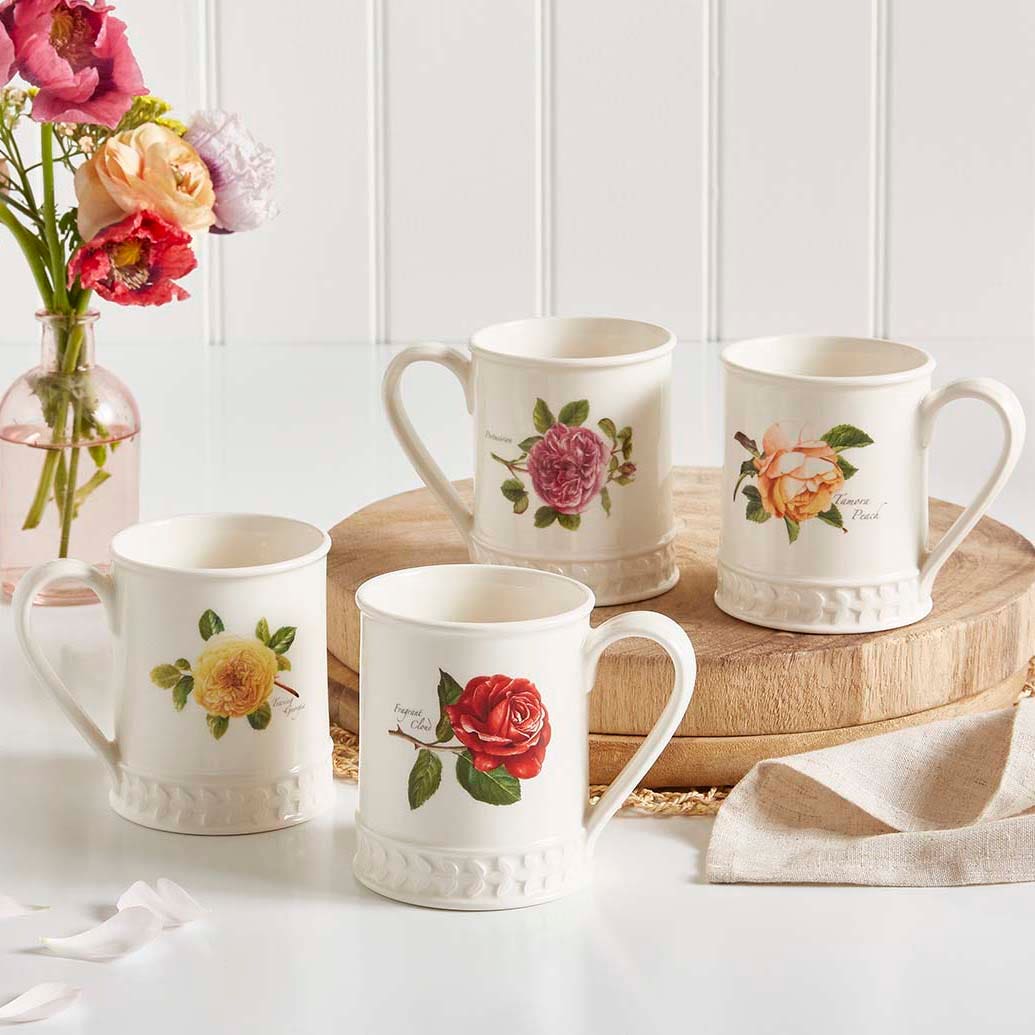 PM Botanic Roses Cốc cao hoa hồng thưởng thức cà phê buổi sáng, trà chiều thư giãn 340ml sản xuất tại Vương quốc Anh BR48773M