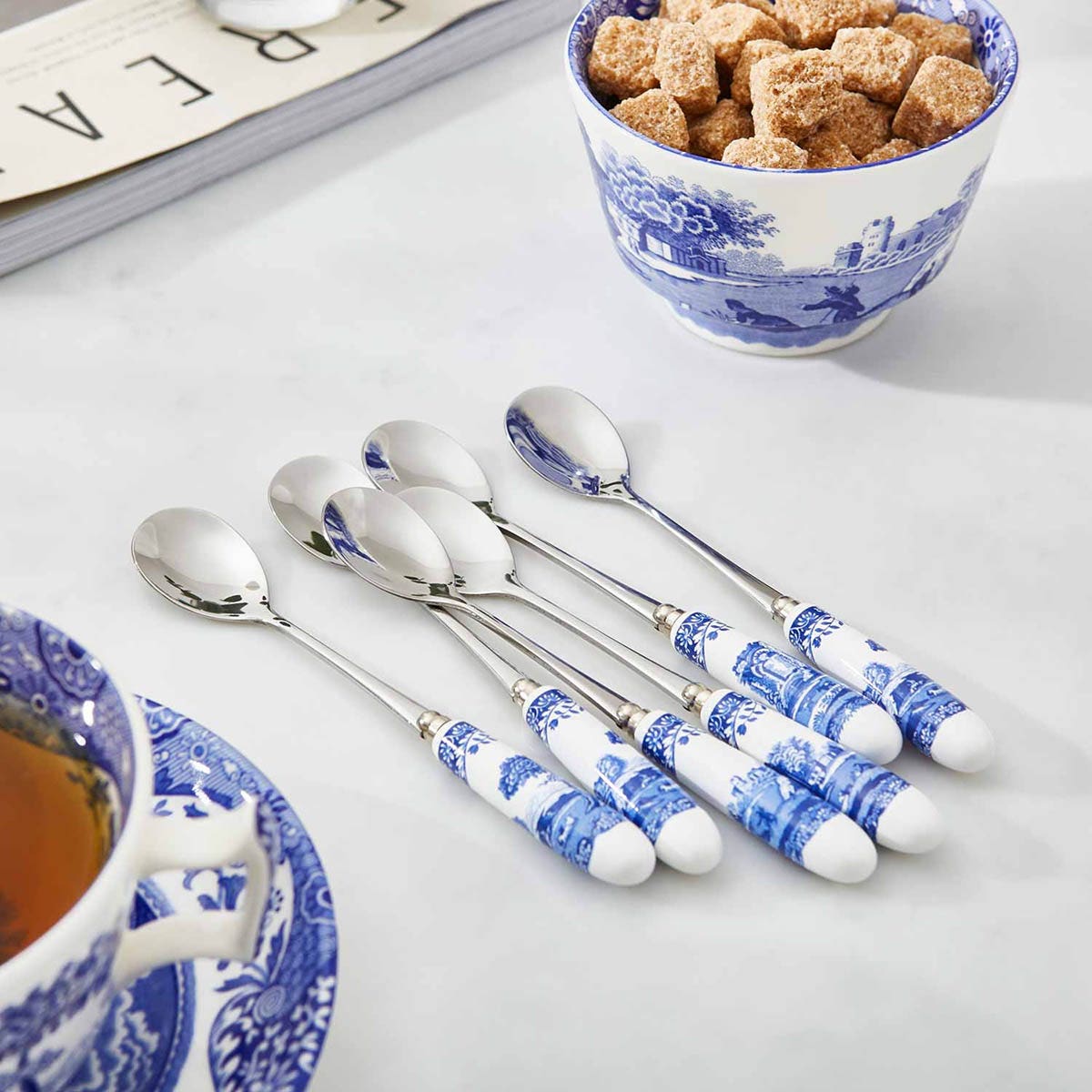 PM SPODE Blue Italian Set 6 thìa trà thương hiệu Portmeirion Vương Quốc Anh  BLI1101-X