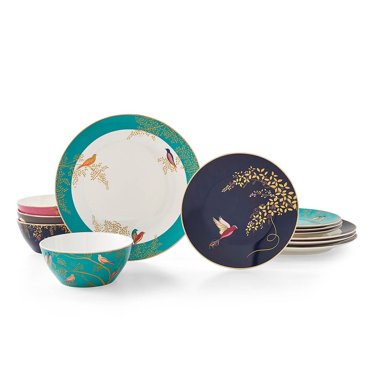 PM Sara Chelsea Collection Bộ Bát 12 món mạ vàng 22ct thương hiệu Portmerion Anh Quốc  SMC79243-XD