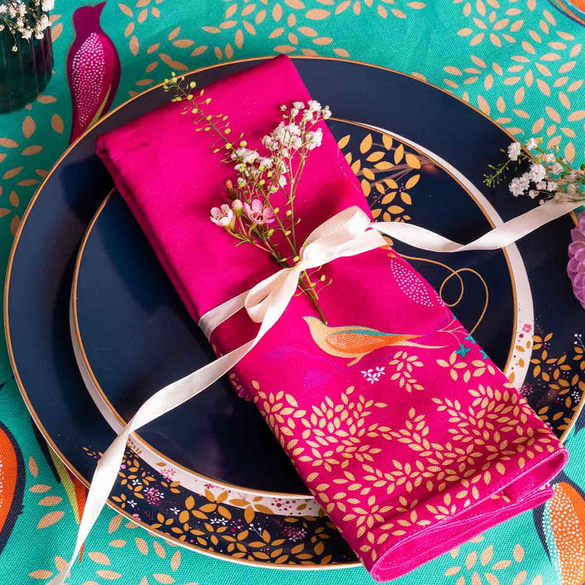 PM Sara Miller Chelsea Set 2 khăn ăn hồng 40*40cm Cotton 100% Được thiết kế tại Vương quốc Anh SMCP8963-XW
