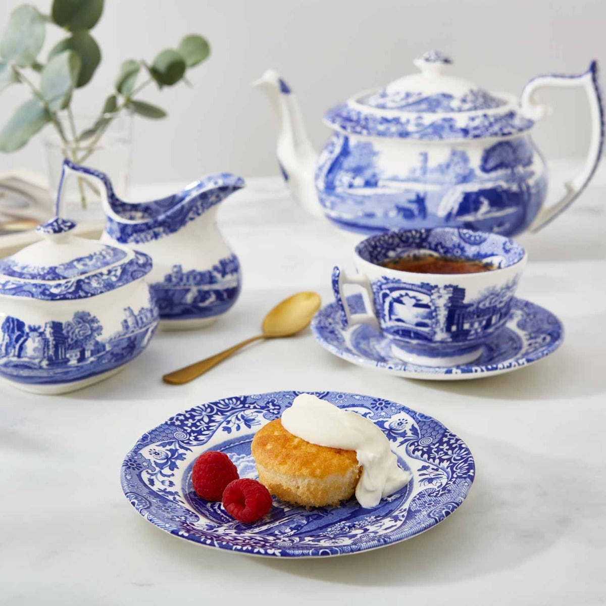 PM Blue Italian Đĩa nhỏ 15cm phong cách phương Đông khung cảnh nước Ý sản xuất tại Vương quốc Anh BLI0160