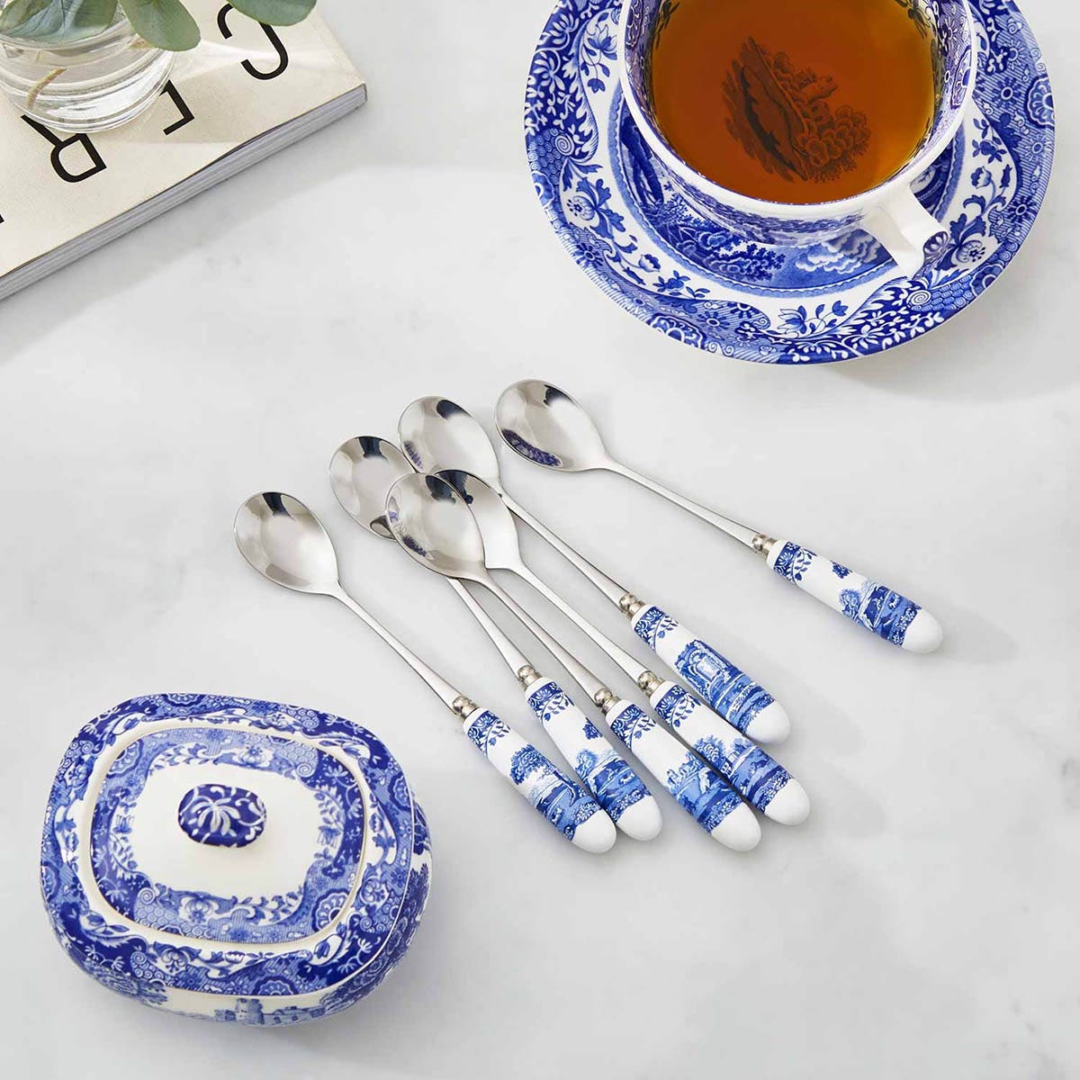 PM SPODE Blue Italian Set 6 thìa trà thương hiệu Portmeirion Vương Quốc Anh  BLI1101-X