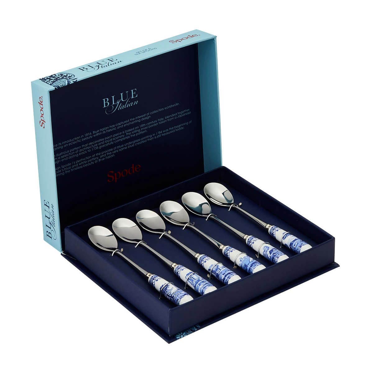 PM SPODE Blue Italian Set 6 thìa trà thương hiệu Portmeirion Vương Quốc Anh  BLI1101-X