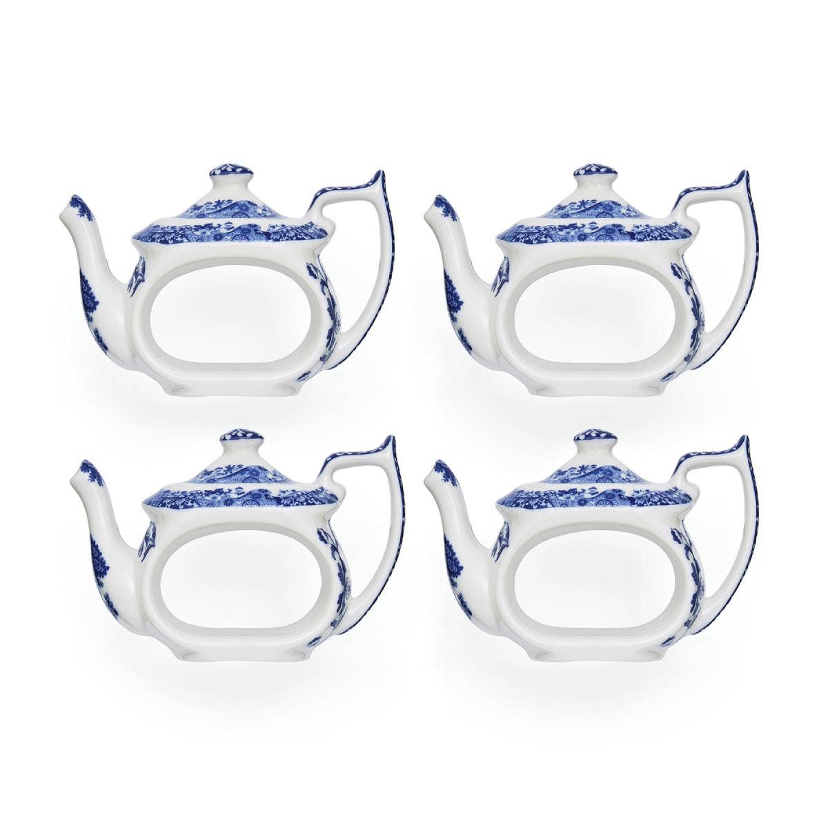 PM Blue Italian Set 4 Teapot Napkin Ring chất liệu sứ cao cấp mang màu xanh cổ điển được thiết kế tại Vương quốc Anh BLI9172-XD