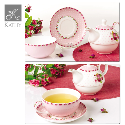 TINYROSE Bộ ấm và chén trà 1 người màu hồng 1627