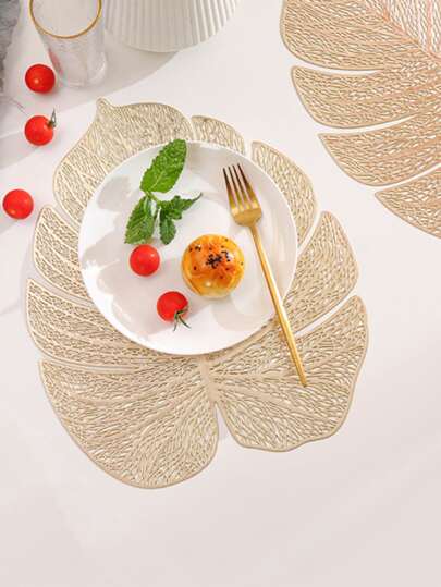 SPECIAL Tấm lót bàn ăn hình chiếc lá kích thước 35x45cm màu vàng 7247V