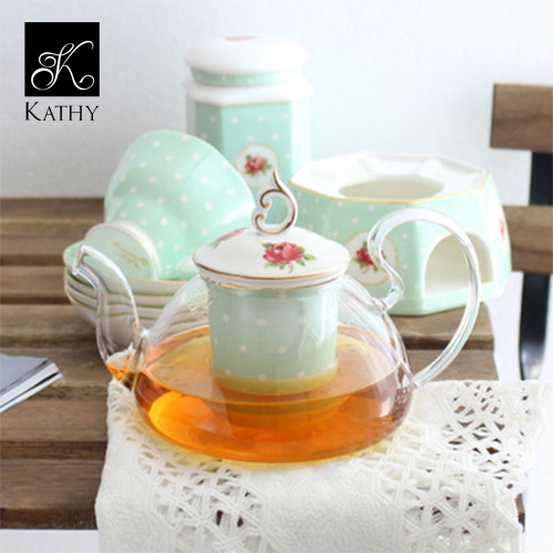 ROYAL Bộ trà chiều chấm bi xanh 14 món 2312B