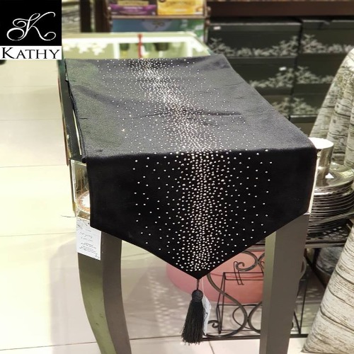 STARRY Table runner đính đá màu đen 32x240cm 7032D