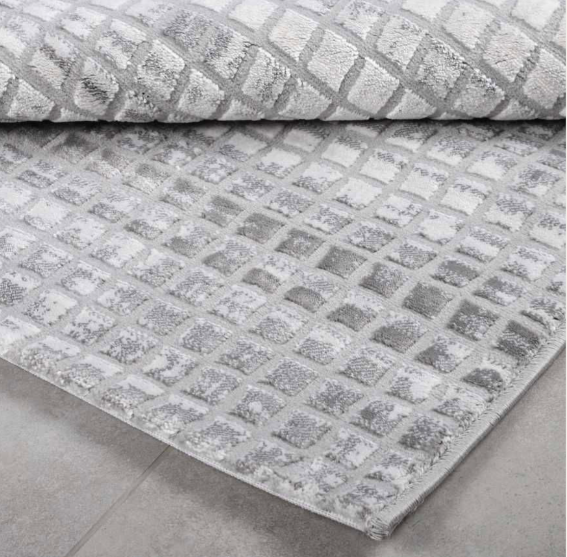 FEATHER Thảm Thổ Nhĩ Kì kẻ xám 1m6*2m3 6663C