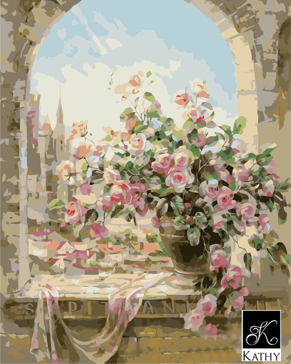 PAINTING Tranh Rose & Window 2186