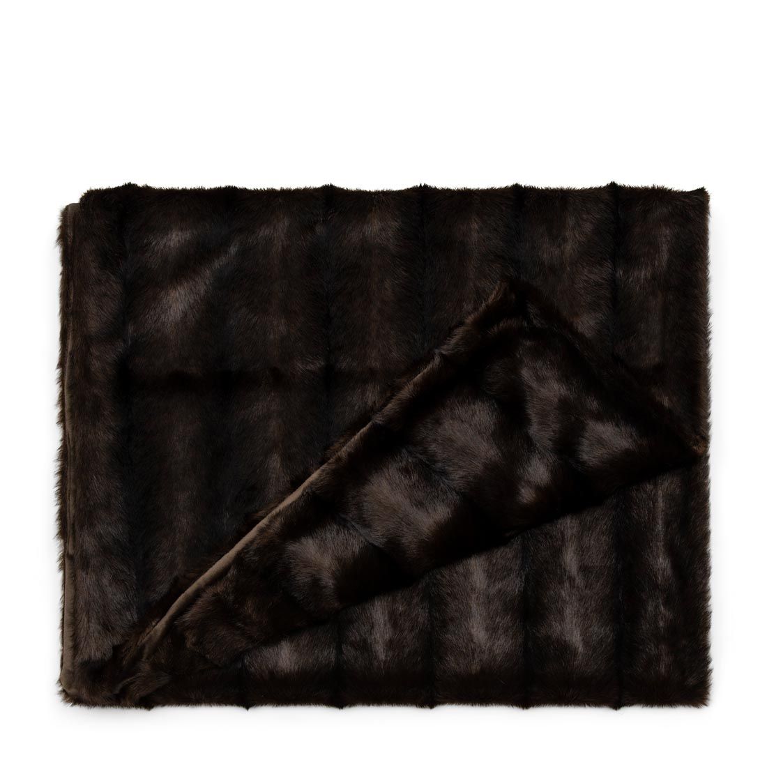 RM Vintage Faux Fur Throw Chăn lông sopha cao cấp màu nâu 170x130 490060