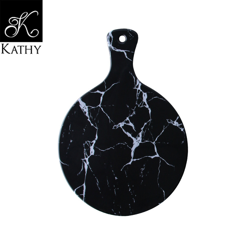 MARBLE Khay sứ tròn màu đen 5161D