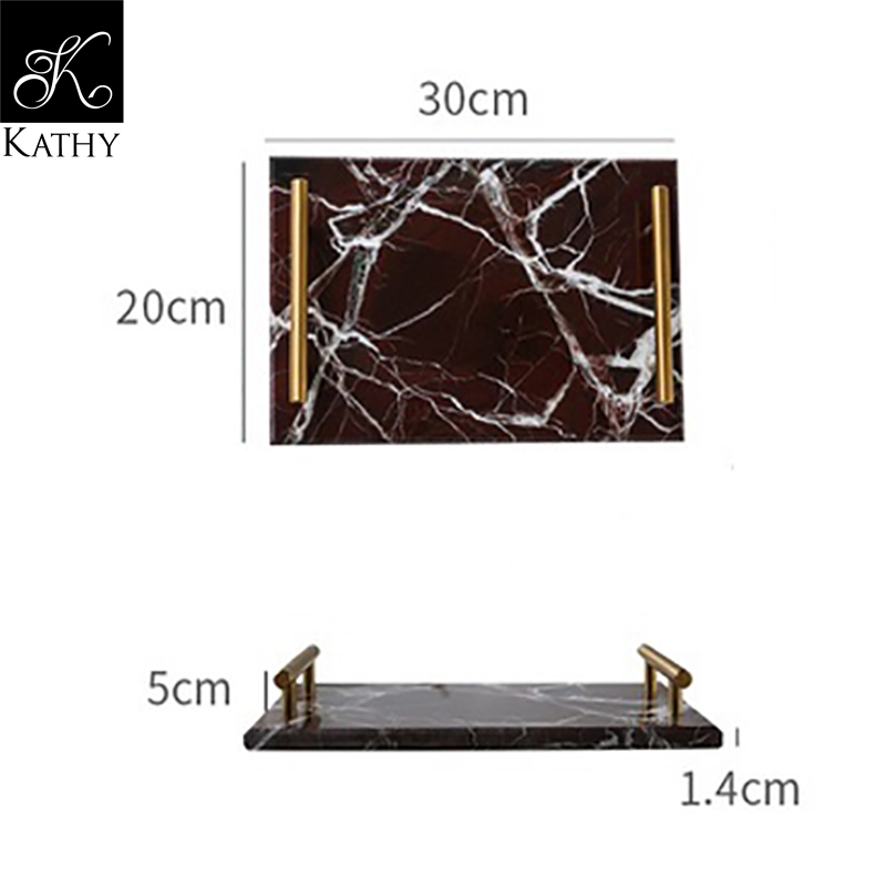 MARBLE Khay đá nâu tay cầm 5199N