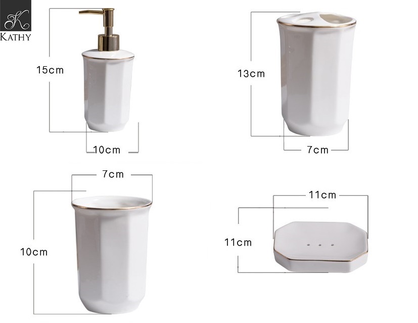 GOLD LINE Bộ nhà tắm 5 món viền vàng 5206