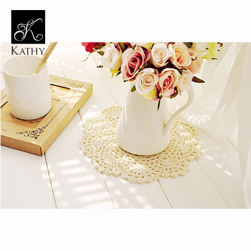 LACE Lót cốc ren kem 2207B