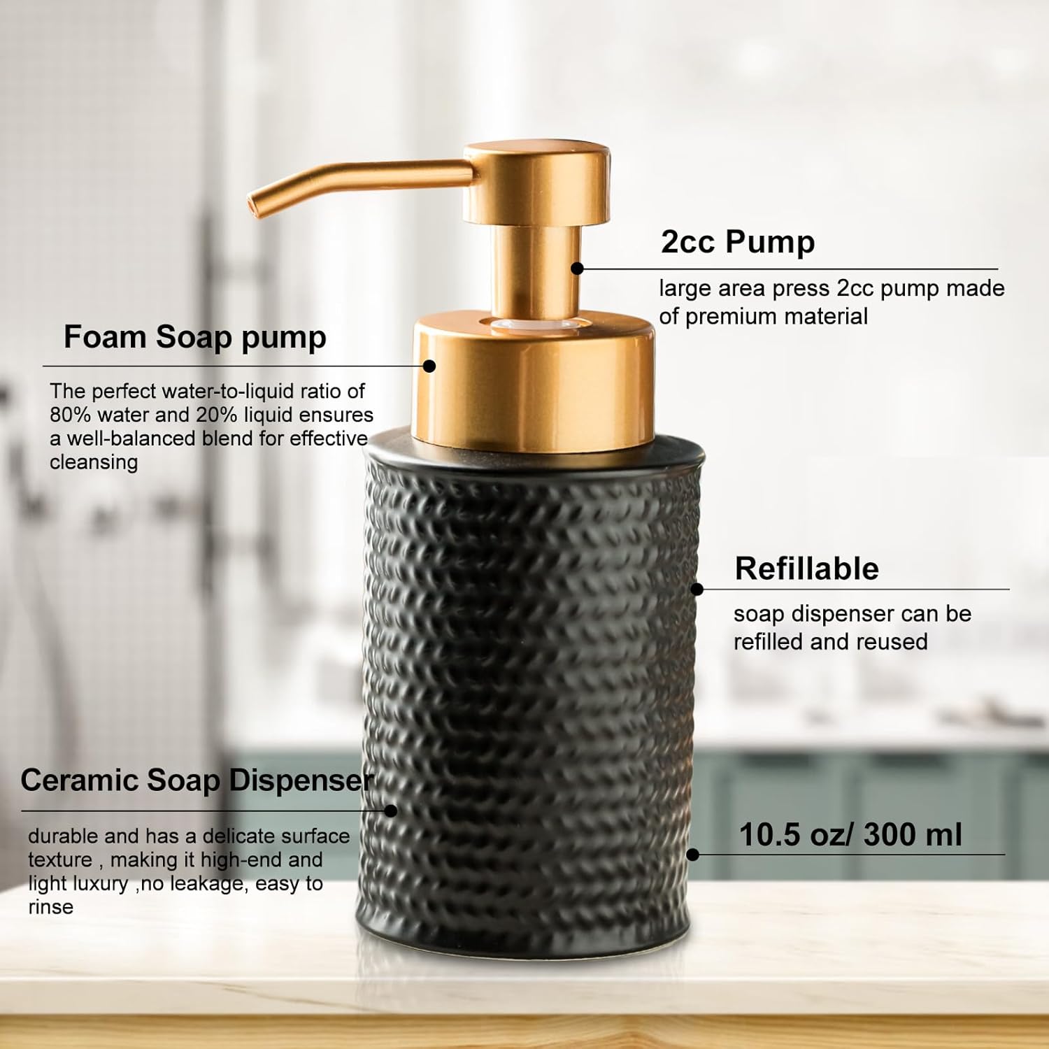 LUXURY MORDEN Bình đựng xà phòng vân nổi 270ML 5483D