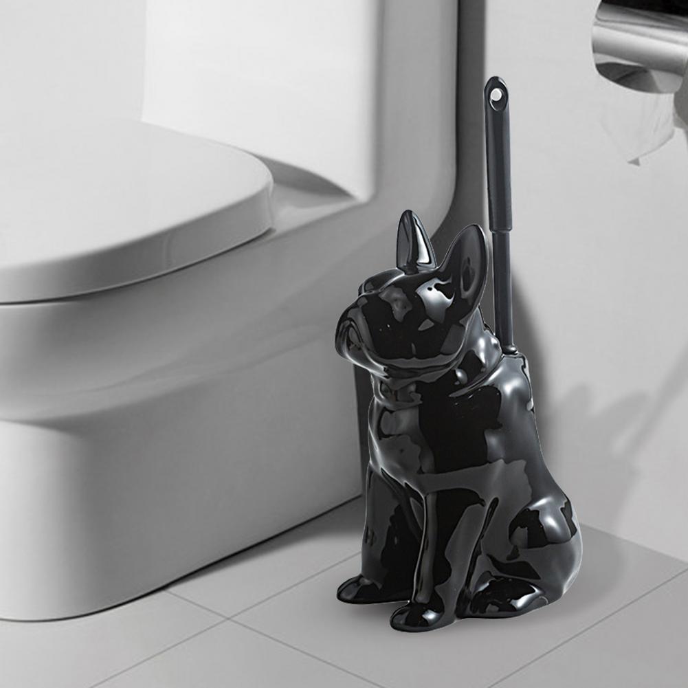 PUPPY Bộ bàn chải nhà vệ sinh có tay cầm hình chú chó màu đen 5717D