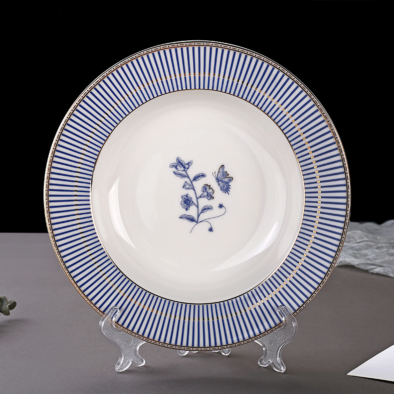 BLUE ROSE Đĩa phẳng tròn 8.5" 21cm gốm sứ cao cấp 5874DT