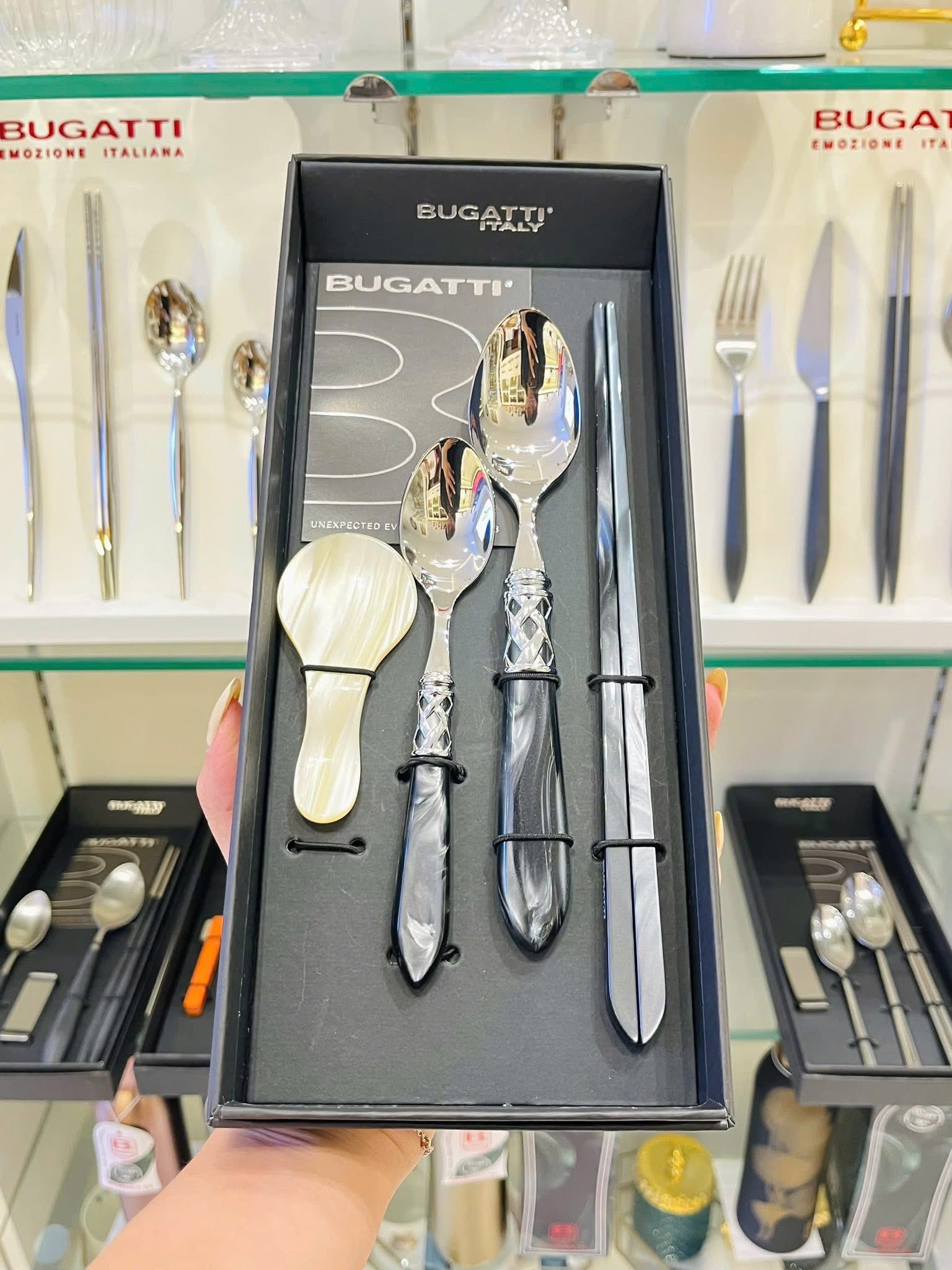 Bugatti ALADDIN Bộ 2c đũa BLACK MP ALCNM-04226-SS