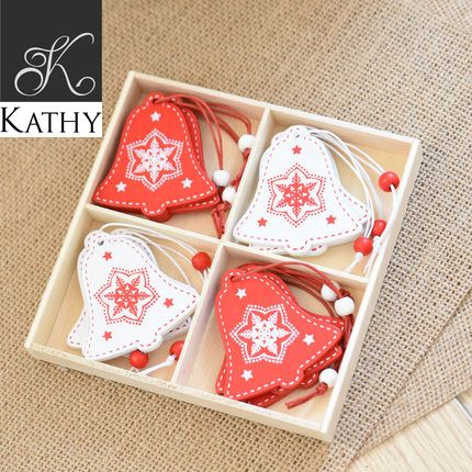 XMAS Hộp trang trí cái chuông trắng đỏ 6044